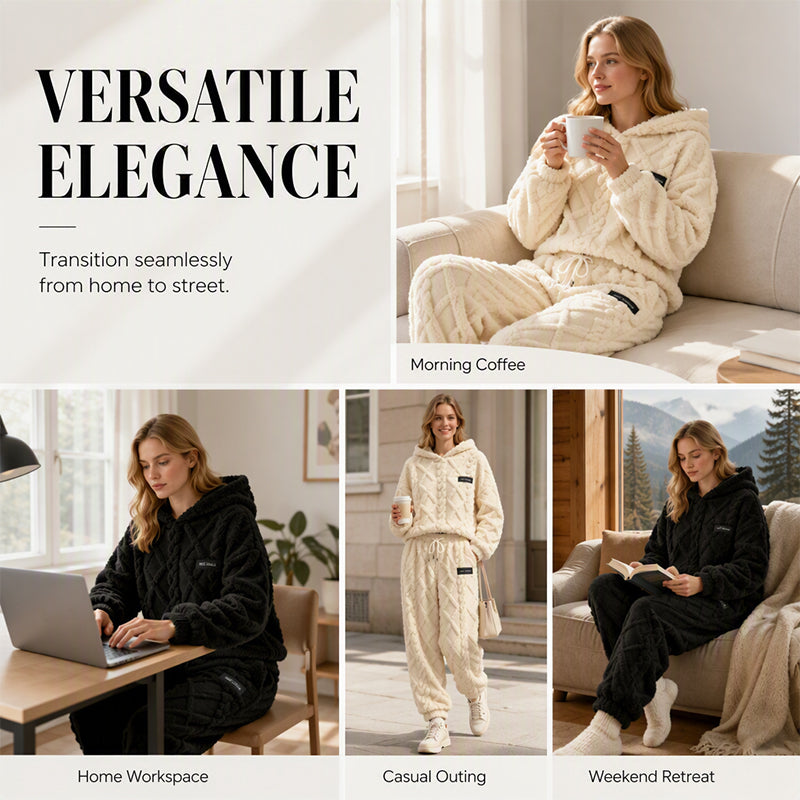 ⏰ Seasonal changeover sale: 50% off – quality at half the price! ✨Women's Plush Cable Knit Hoodie & Pants Set
