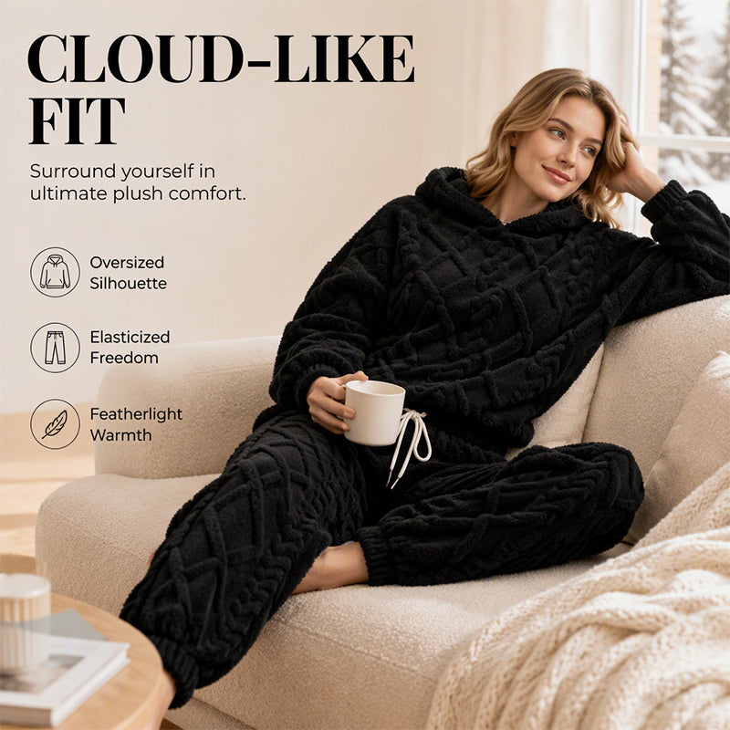 ⏰ Seasonal changeover sale: 50% off – quality at half the price! ✨Women's Plush Cable Knit Hoodie & Pants Set