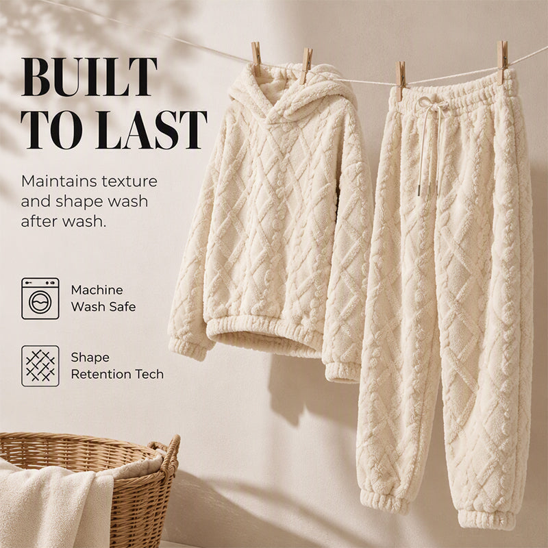 ⏰ Seasonal changeover sale: 50% off – quality at half the price! ✨Women's Plush Cable Knit Hoodie & Pants Set