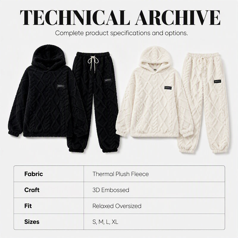 ⏰ Seasonal changeover sale: 50% off – quality at half the price! ✨Women's Plush Cable Knit Hoodie & Pants Set