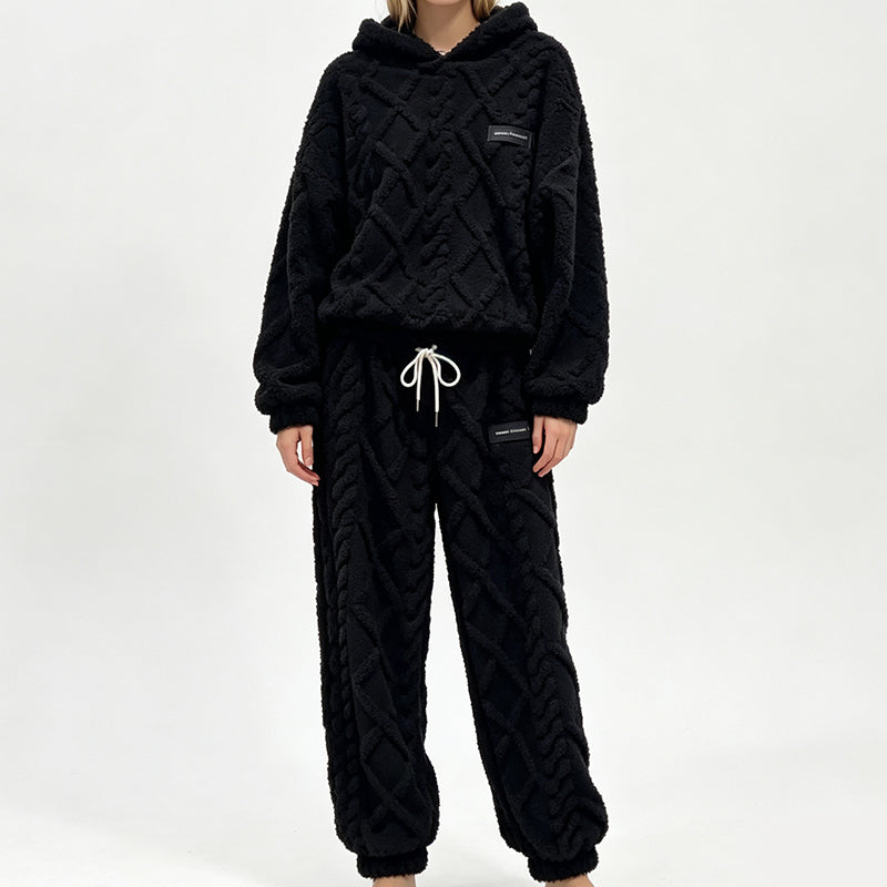 ⏰ Seasonal changeover sale: 50% off – quality at half the price! ✨Women's Plush Cable Knit Hoodie & Pants Set