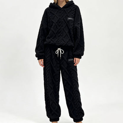 ⏰ Seasonal changeover sale: 50% off – quality at half the price! ✨Women's Plush Cable Knit Hoodie & Pants Set