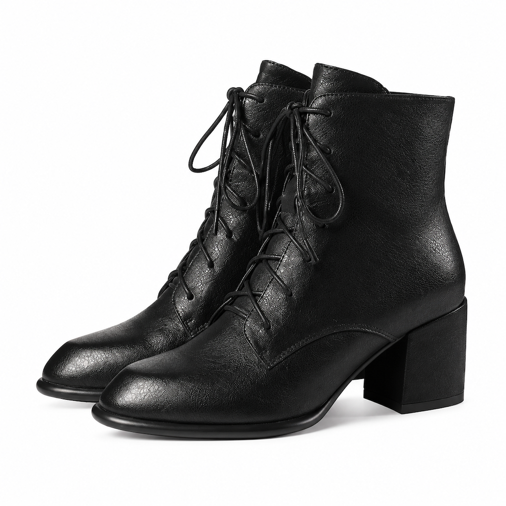 🎉The Lowest Price But The Best Quality!🔥Women Vintage British Style Lace Up Pointed Toe Block Mid Heel Ankle Boots