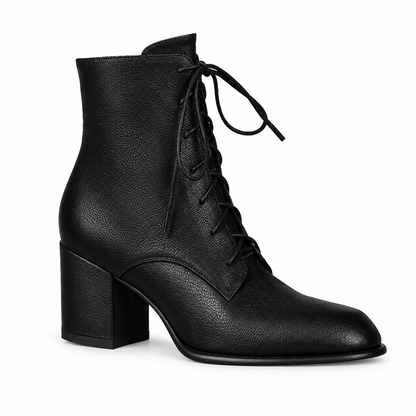 🎉The Lowest Price But The Best Quality!🔥Women Vintage British Style Lace Up Pointed Toe Block Mid Heel Ankle Boots