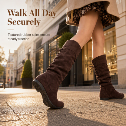 ✨Limited stock available, don’t miss out!🎉Women's Lace Up Slouchy Mid-Calf Boots 