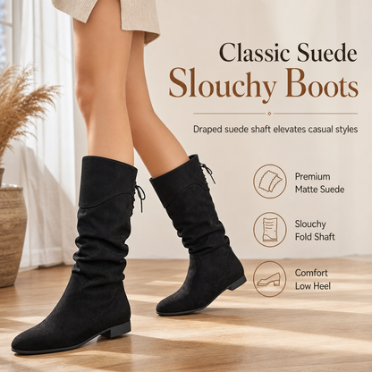 ✨Limited stock available, don’t miss out!🎉Women's Lace Up Slouchy Mid-Calf Boots 