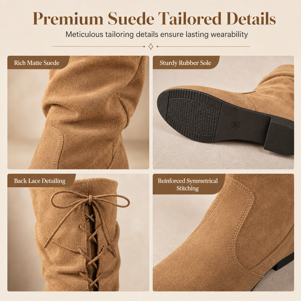 ✨Limited stock available, don’t miss out!🎉Women's Lace Up Slouchy Mid-Calf Boots 