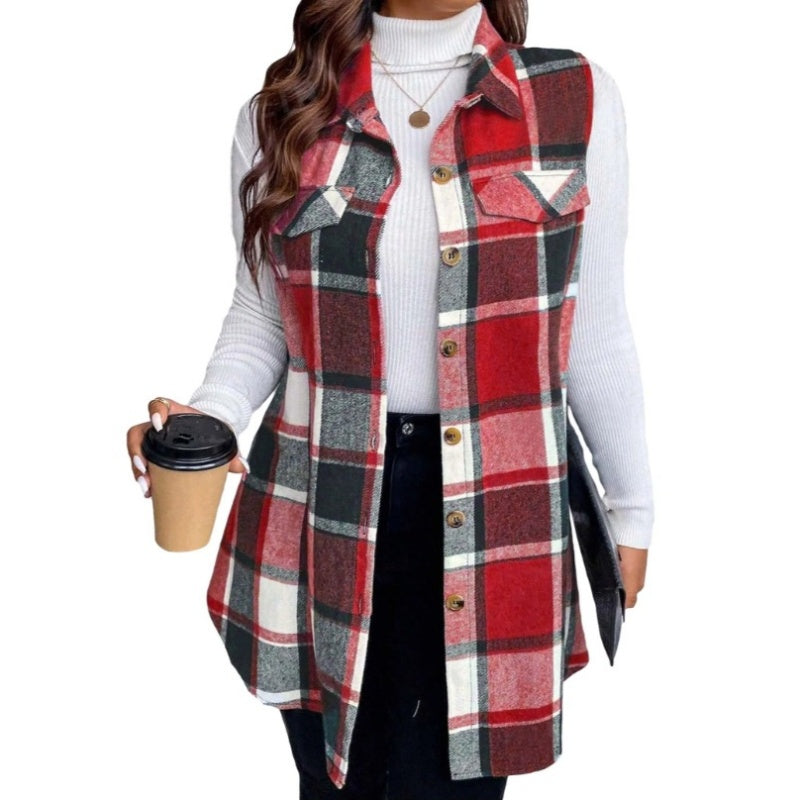 ⏰ Seasonal changeover sale: 50% off – quality at half the price! ✨Women's Plaid Button Down Vest Shirt with Pockets