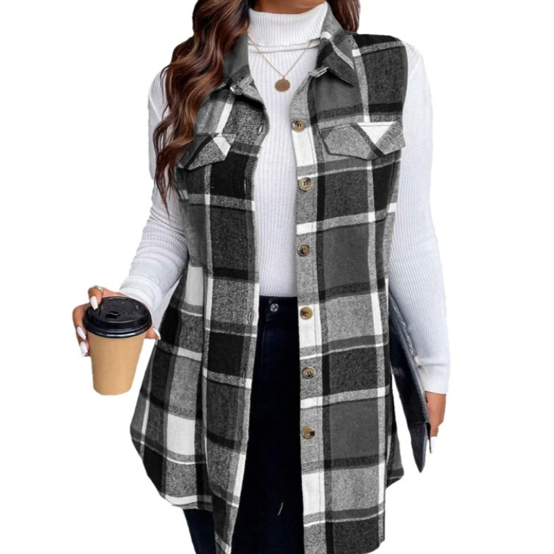 ⏰ Seasonal changeover sale: 50% off – quality at half the price! ✨Women's Plaid Button Down Vest Shirt with Pockets