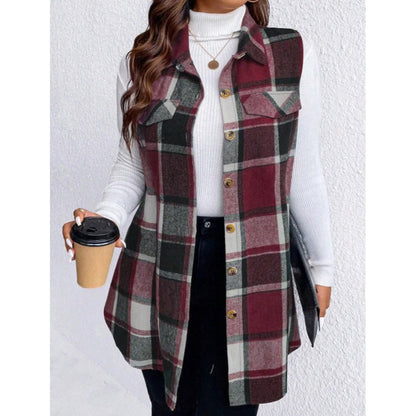 ⏰ Seasonal changeover sale: 50% off – quality at half the price! ✨Women's Plaid Button Down Vest Shirt with Pockets