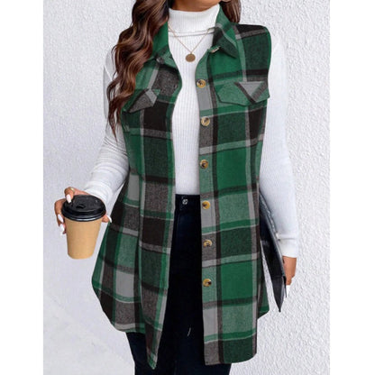⏰ Seasonal changeover sale: 50% off – quality at half the price! ✨Women's Plaid Button Down Vest Shirt with Pockets