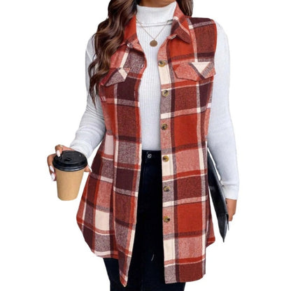 ⏰ Seasonal changeover sale: 50% off – quality at half the price! ✨Women's Plaid Button Down Vest Shirt with Pockets