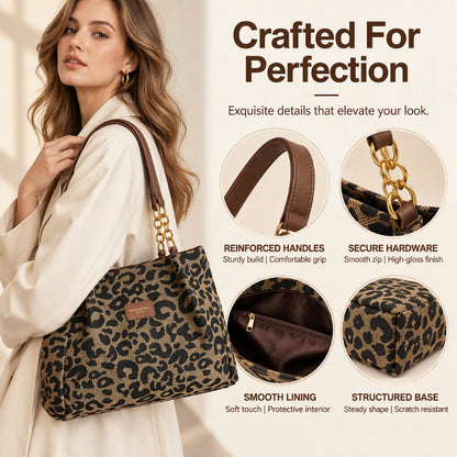 ✨Limited stock available, don’t miss out!🎉Retro Leopard Print Tote Bag for Women