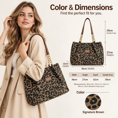 ✨Limited stock available, don’t miss out!🎉Retro Leopard Print Tote Bag for Women