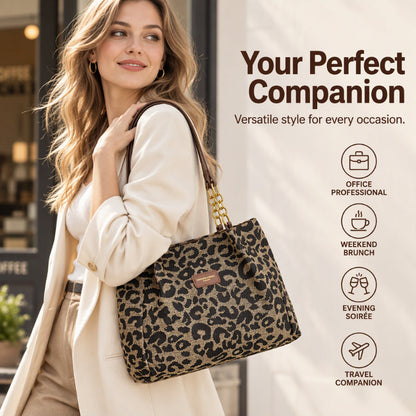 ✨Limited stock available, don’t miss out!🎉Retro Leopard Print Tote Bag for Women