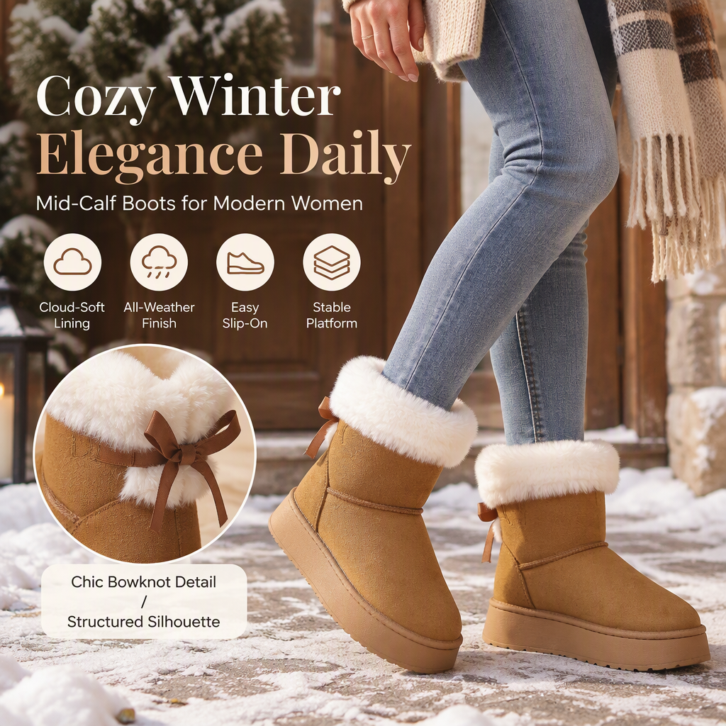 ✨Limited stock available, don’t miss out!🎉Women's Platform Mid-Calf Snow Boots