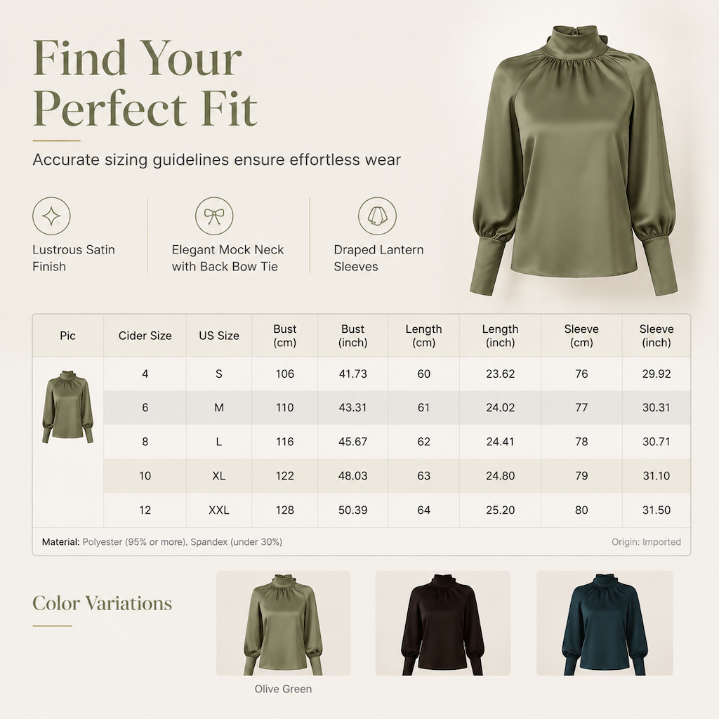 ⏰ Seasonal changeover sale: 50% off – quality at half the price! ✨Elegant French Style Satin Blouse with Stand Collar and Long Lantern Sleeves for Autumn Winter Layering