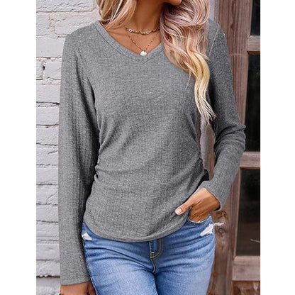 Women's Elegant V-Neck Knit Top