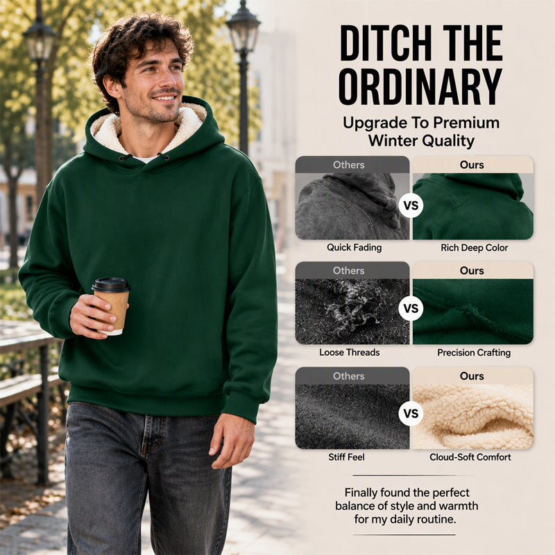 ⏰ Seasonal changeover sale: 50% off – quality at half the price! ✨Men's Thickened Sherpa-Lined Hoodie