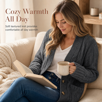 Women's Casual V-Neck Long Sleeve Button-Front Cardigan