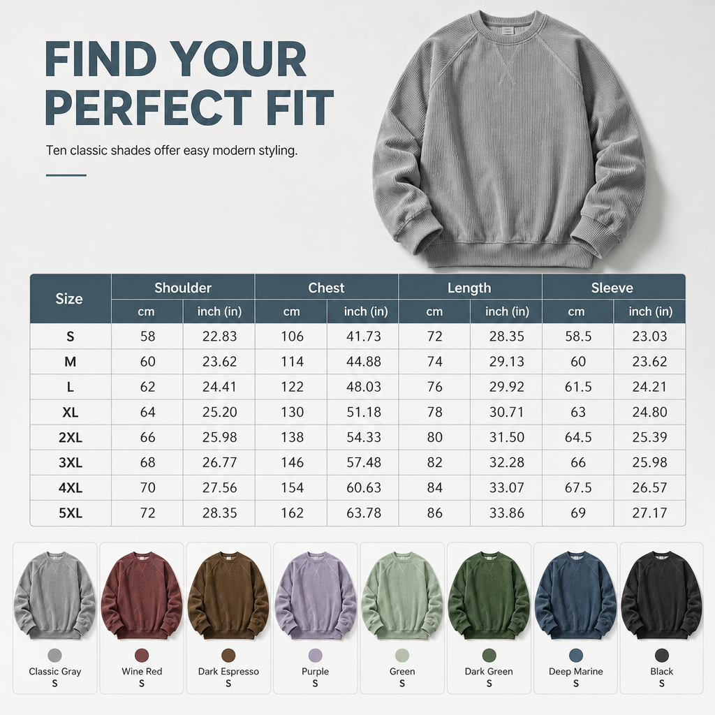⏰ Seasonal changeover sale: 50% off – quality at half the price! ✨Men's Corduroy Crewneck Long Sleeve Pullover Sweatshirt