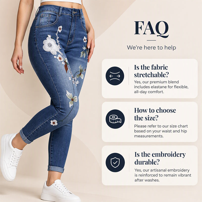 ⏰ Seasonal changeover sale: 50% off – quality at half the price! ✨Women's Stretchy Floral Embroidered Skinny Jeans