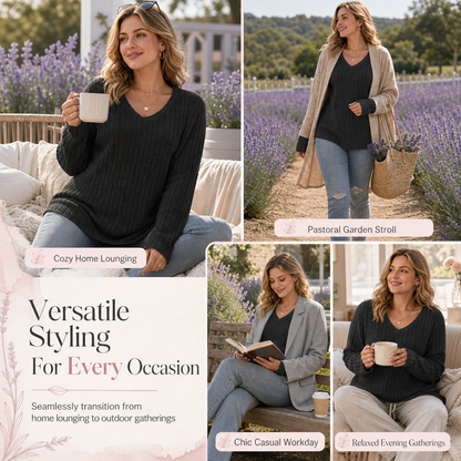 ☁️ Women's Plus Size Ribbed Brushed T-Shirt – Premium Material, Breathable & Always Cozy – A Must-Have for Your Wardrobe – Now 50% OFF!