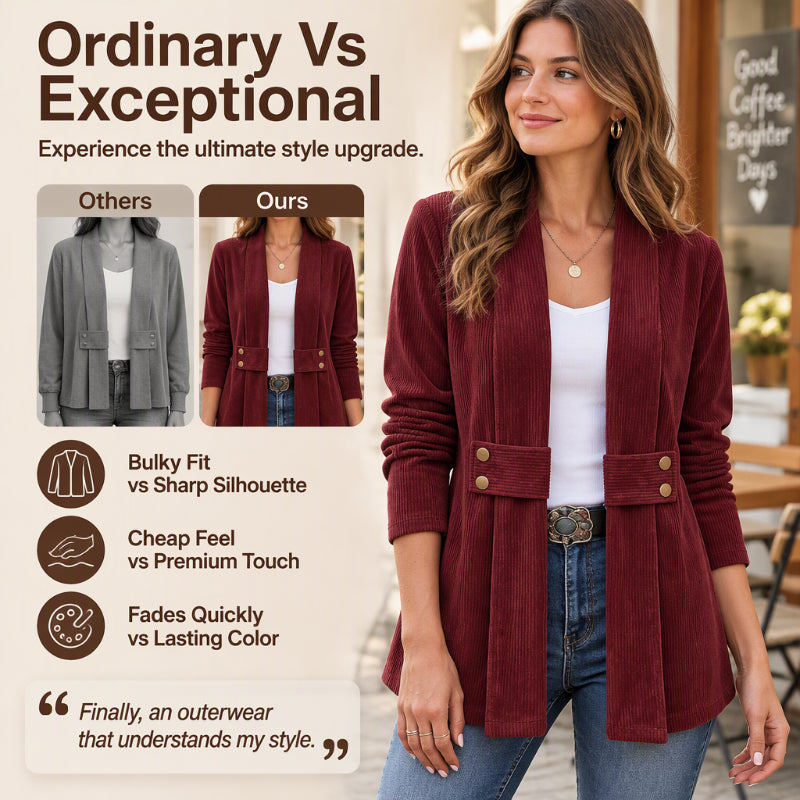 Women's Ribbed Corduroy Open Front Jacket