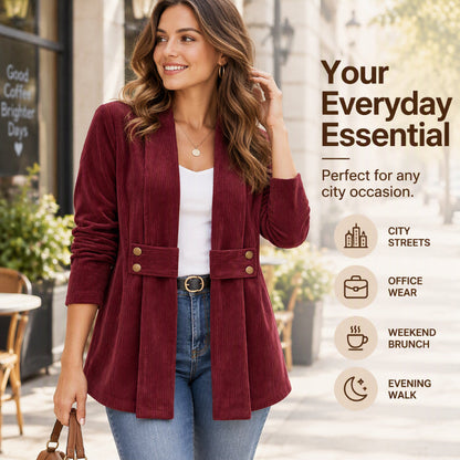 Women's Ribbed Corduroy Open Front Jacket