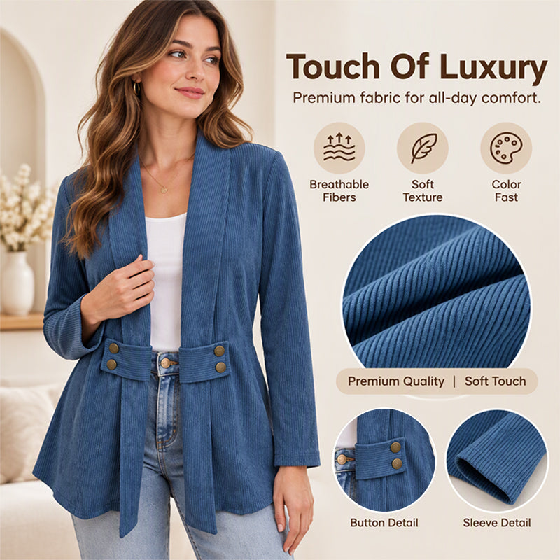 Women's Ribbed Corduroy Open Front Jacket