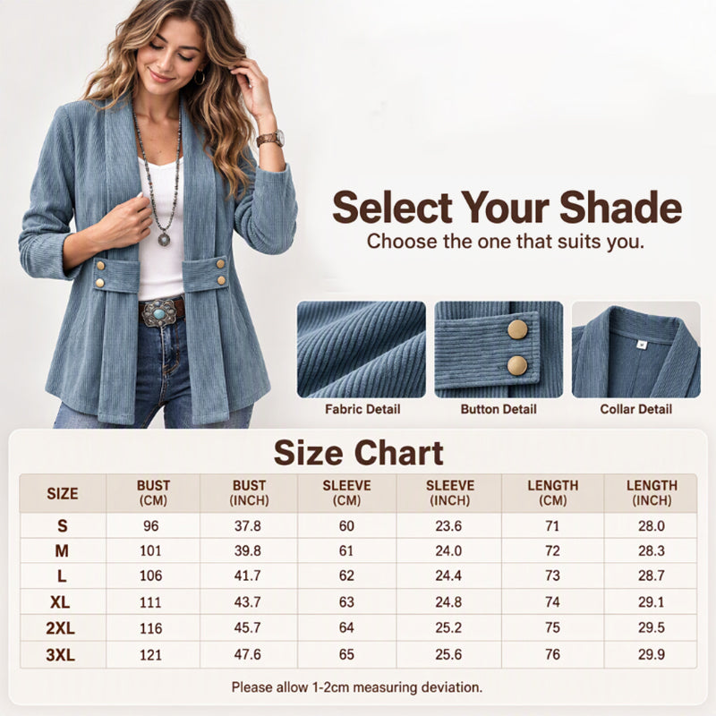Women's Ribbed Corduroy Open Front Jacket