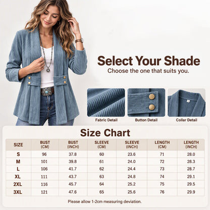 Women's Ribbed Corduroy Open Front Jacket