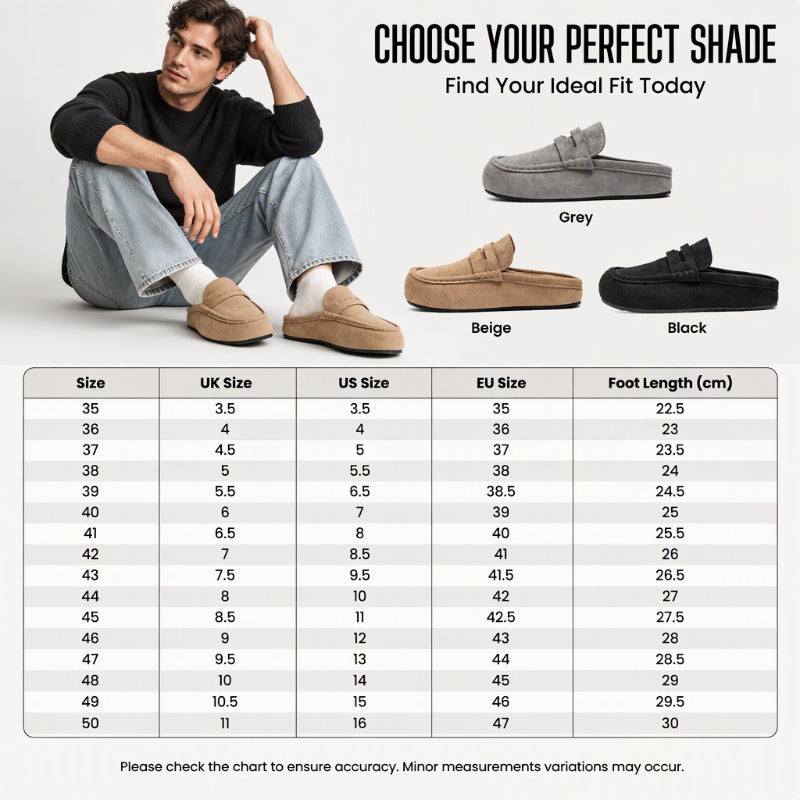Men's Faux Suede Platform Slip-On Half Slippers