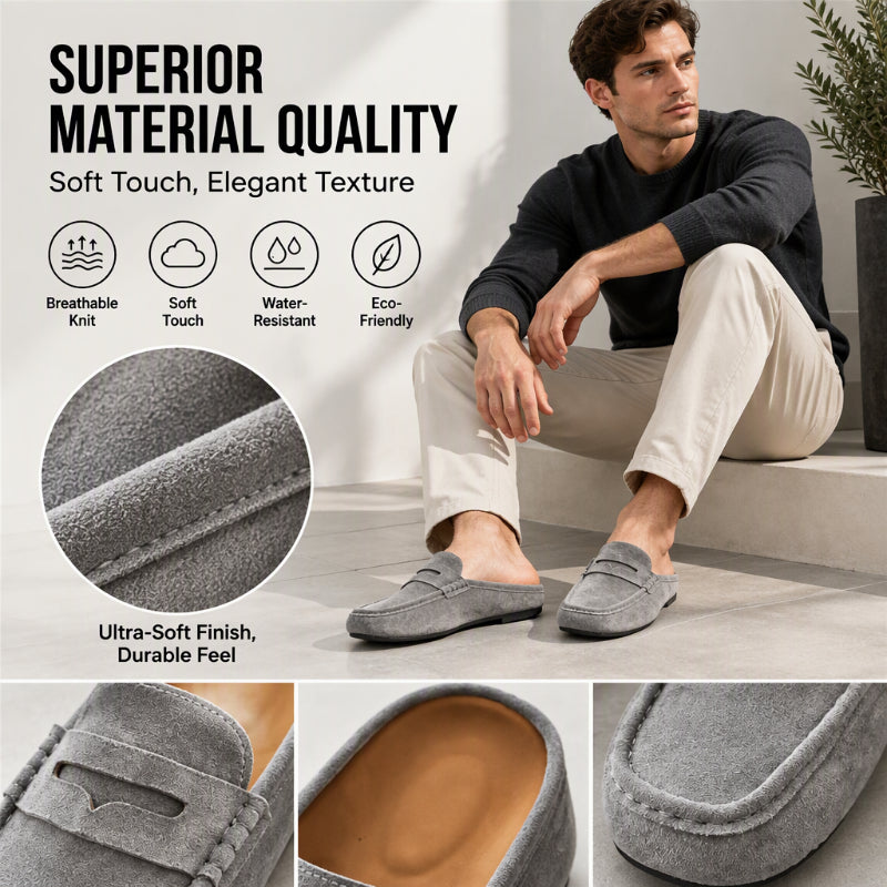 Men's Faux Suede Platform Slip-On Half Slippers