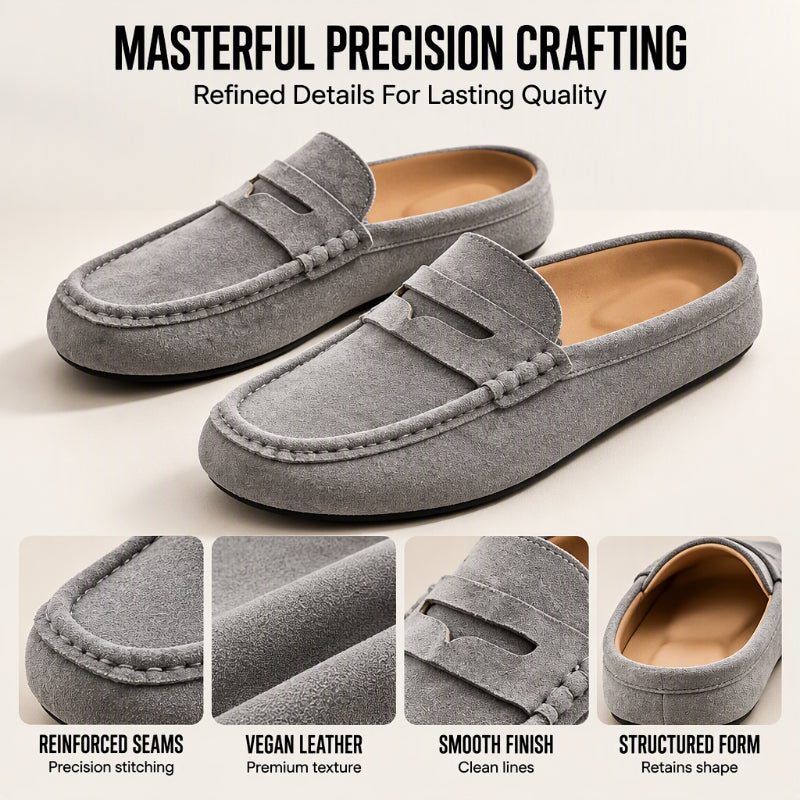 Men's Faux Suede Platform Slip-On Half Slippers