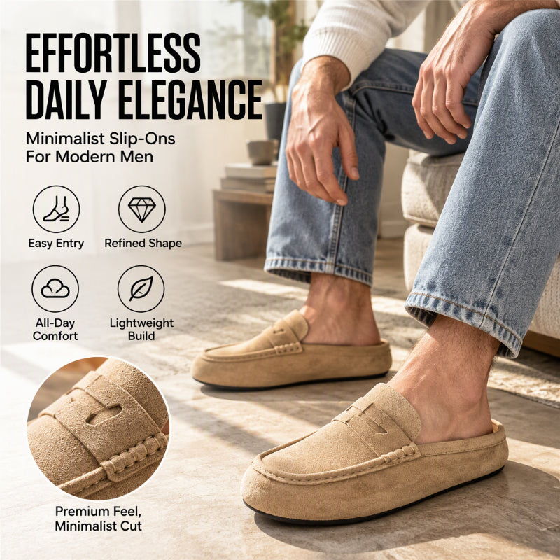 Men's Faux Suede Platform Slip-On Half Slippers