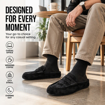 Men's Faux Suede Platform Slip-On Half Slippers