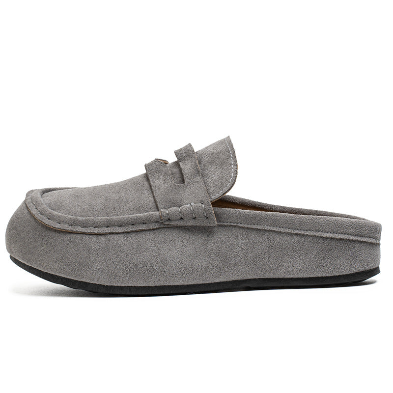 Men's Faux Suede Platform Slip-On Half Slippers