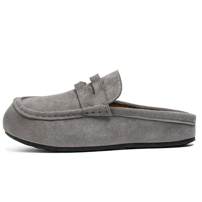 Men's Faux Suede Platform Slip-On Half Slippers