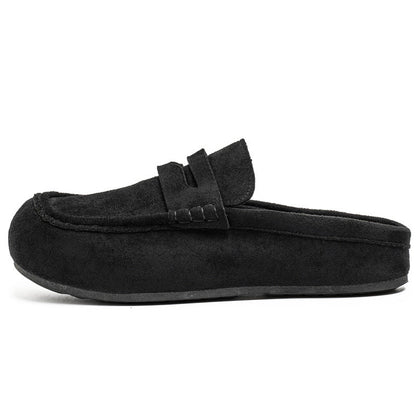Men's Faux Suede Platform Slip-On Half Slippers