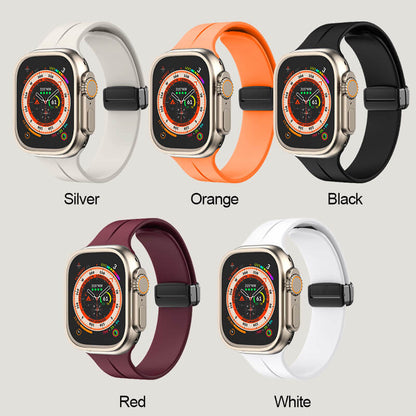 Magnetic folding buckle silicone strap for iwatch